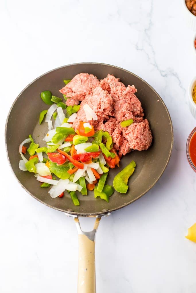 Chili Cheese Stuffed Shells in pan