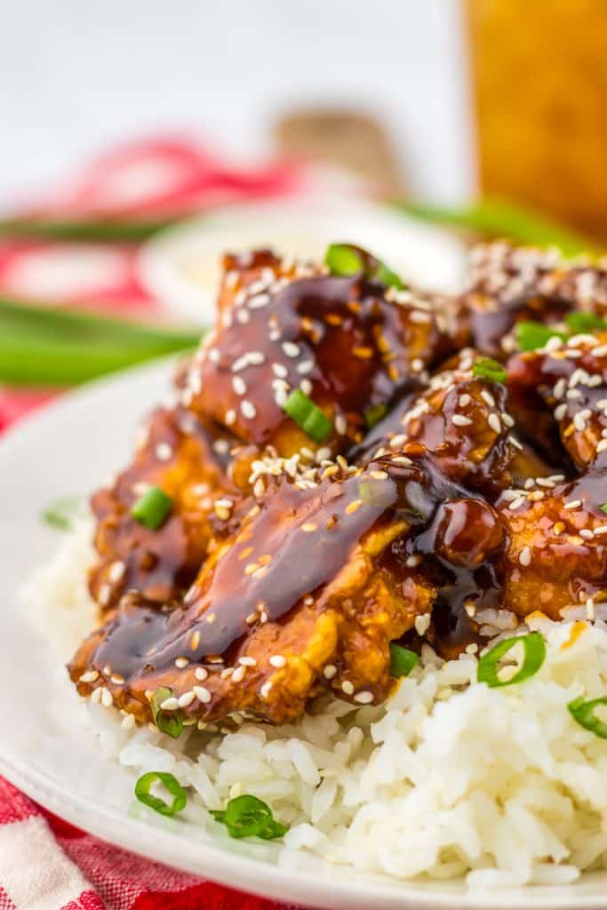 Honey Seasame Chicken plated