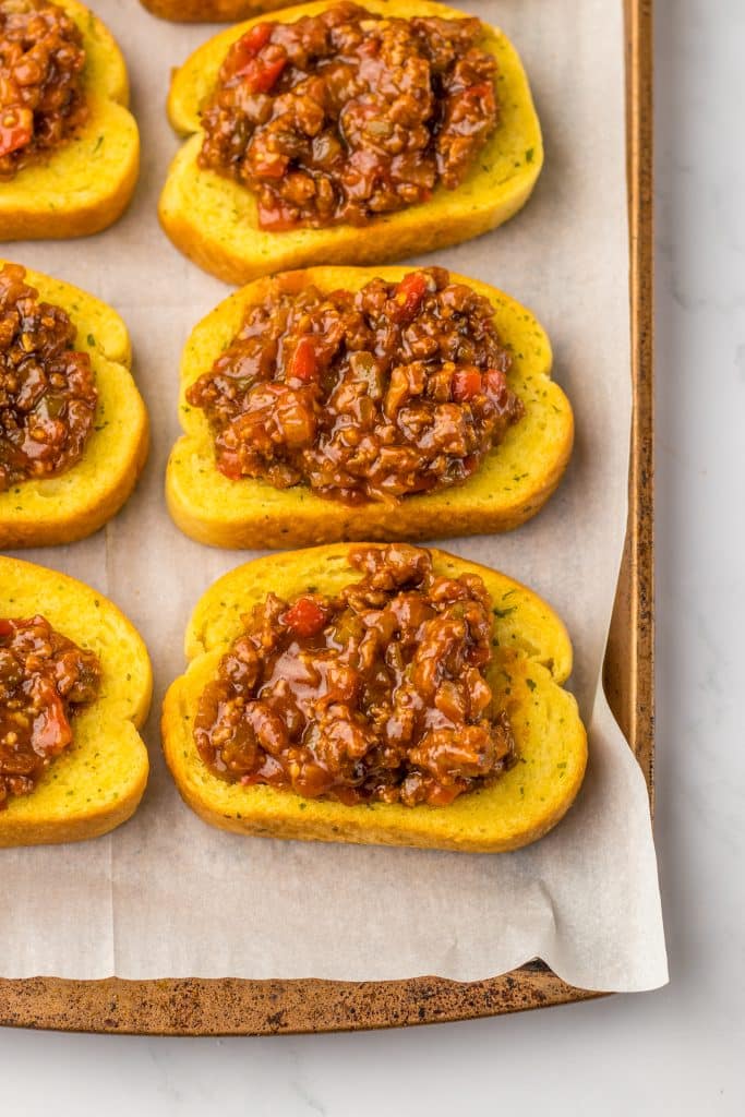 Sloppy Joe Texas Toast before baking