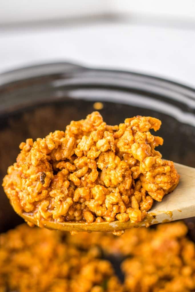 Slow Cooker Buffalo Chicken Sloppy Joes in spoon