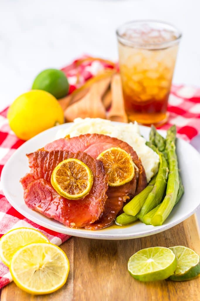 Slow Cooker Lemon Lime Ham plated