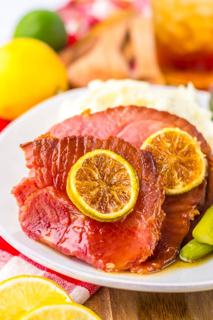 Slow Cooker Lemon Lime Ham plated