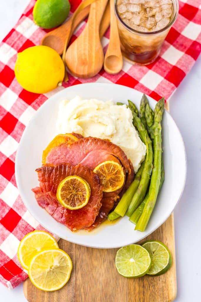 Slow Cooker Lemon Lime Ham plated