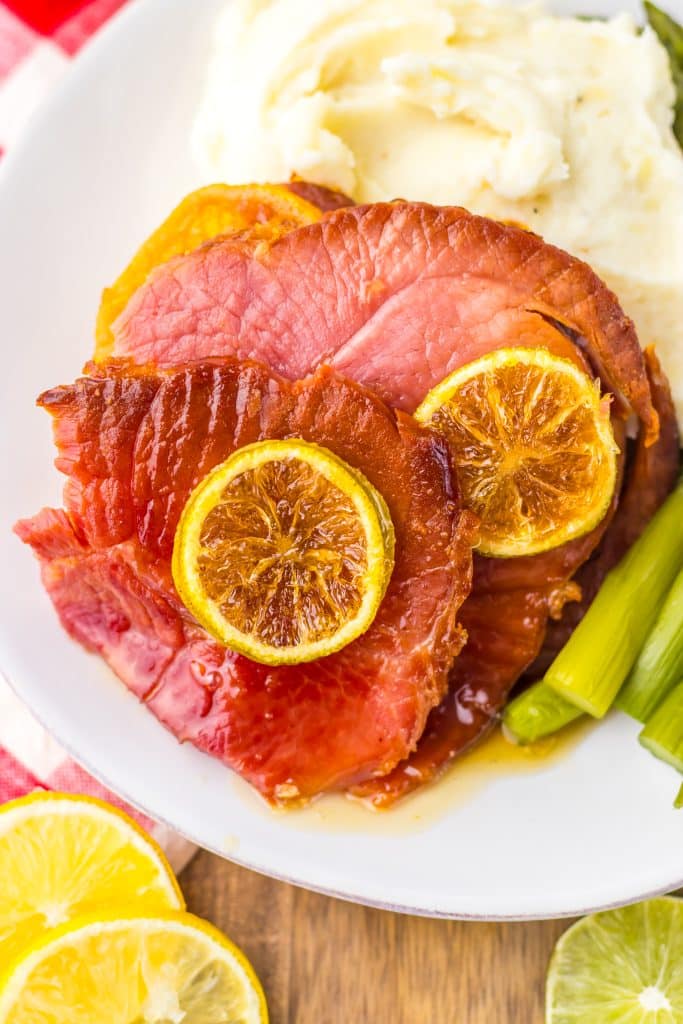Slow Cooker Lemon Lime Ham plated
