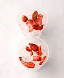 Starbucks Pink Drink with ice and strawberries