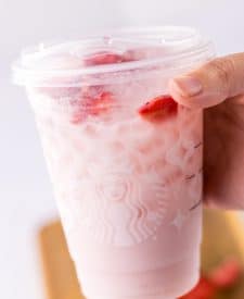 Starbucks Pink Drink in hand
