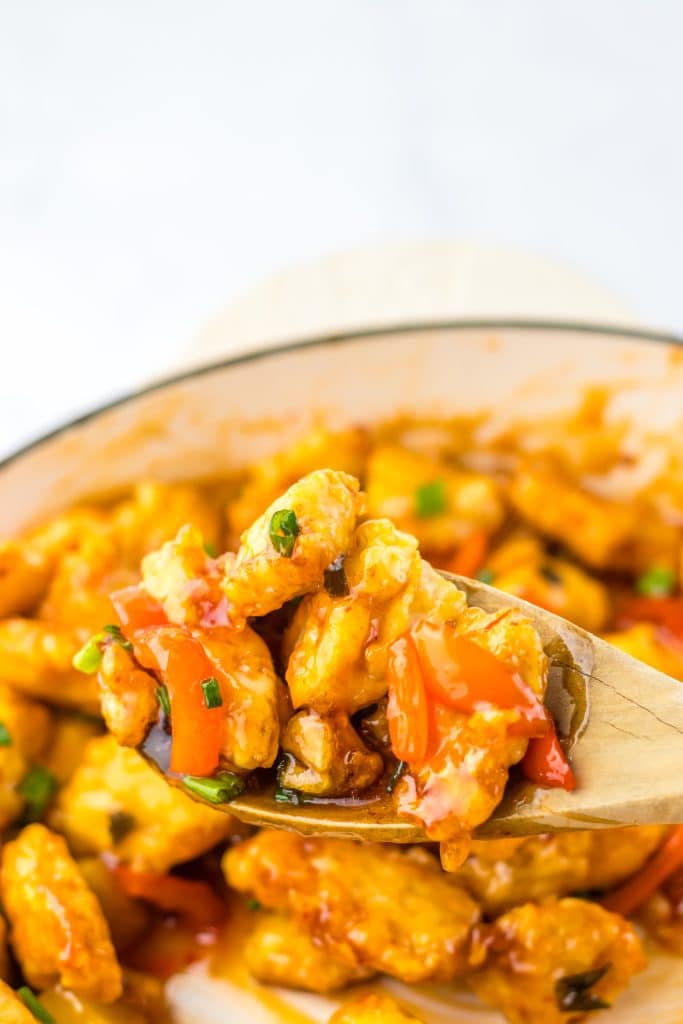 Sweet Chili Chicken in spoon