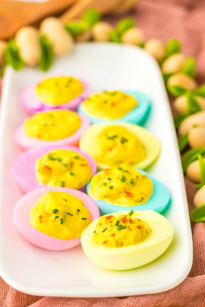 Classic Easter Deviled Eggs plated