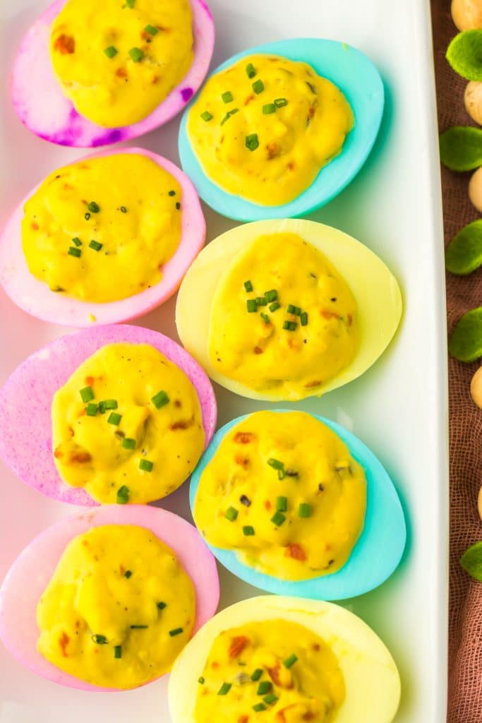 Classic Easter Deviled Eggs plated