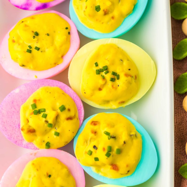 Classic Easter Deviled Eggs plated