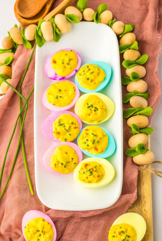 Classic Easter Deviled Eggs plated