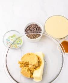 Cookie Dough Egg Truffles ingredients in bowl