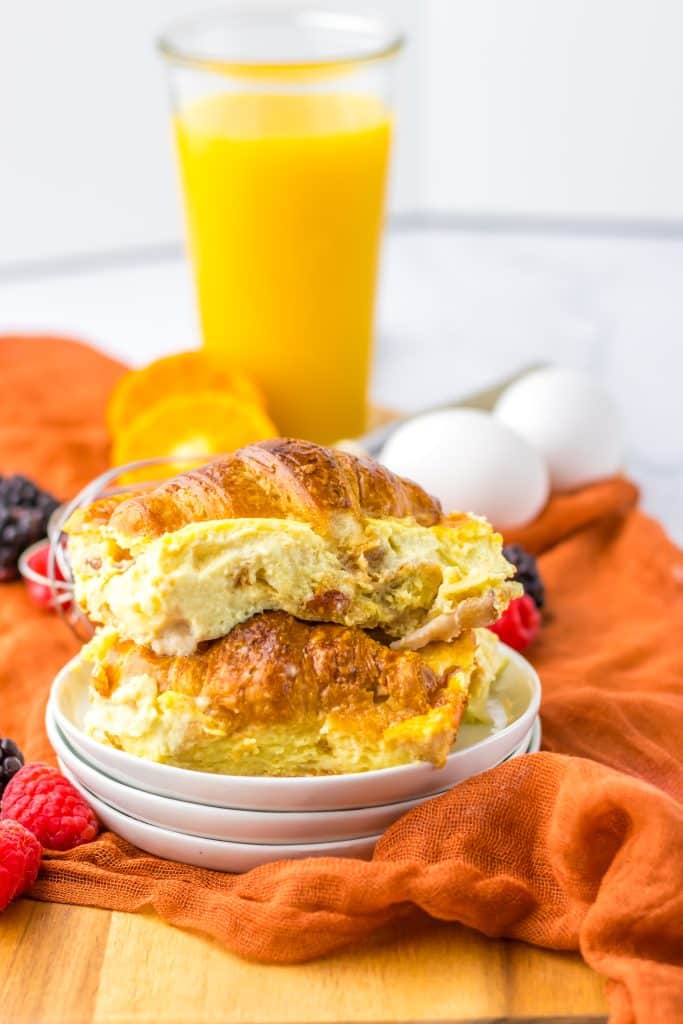 Ham and Swiss Croissant Bake plated