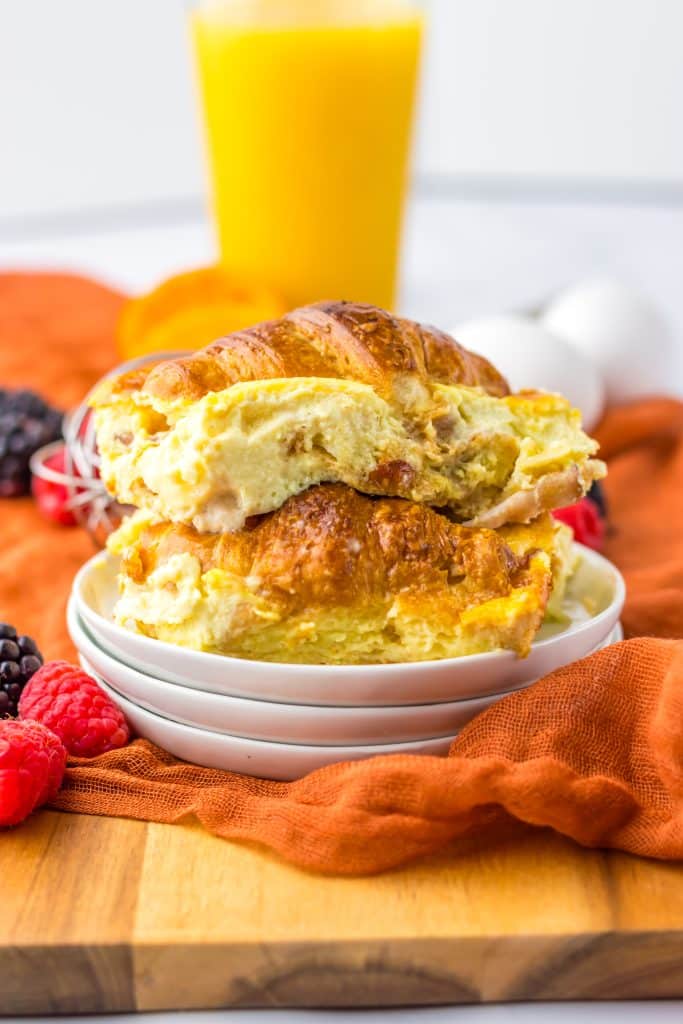 Ham and Swiss Croissant Bake plated