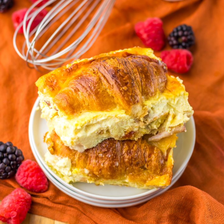 Ham and Swiss Croissant Bake plated