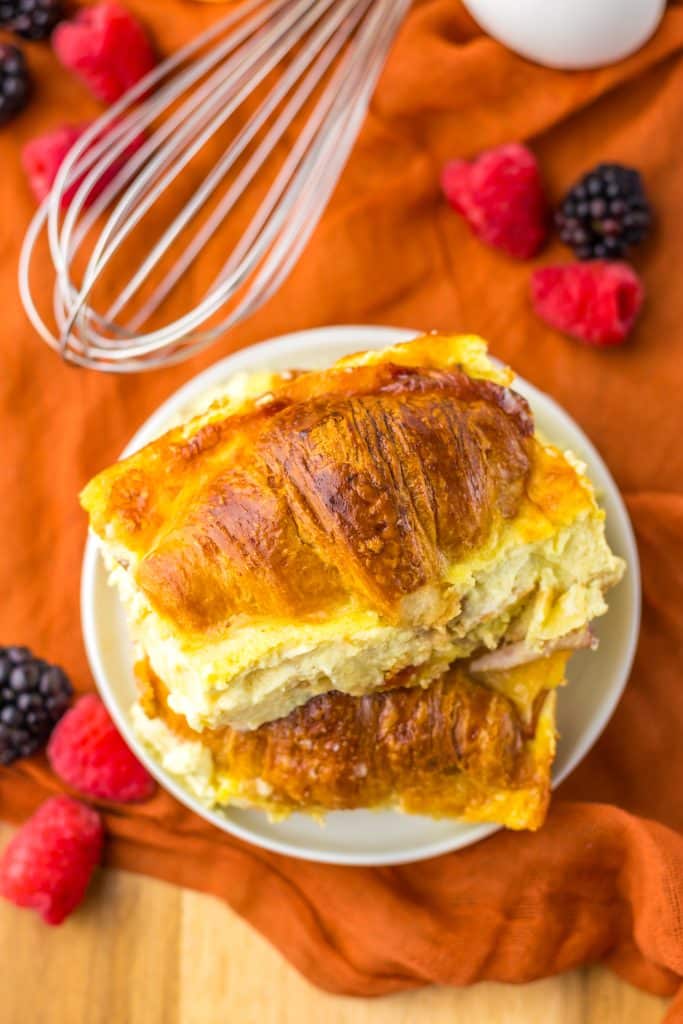 Ham and Swiss Croissant Bake plated