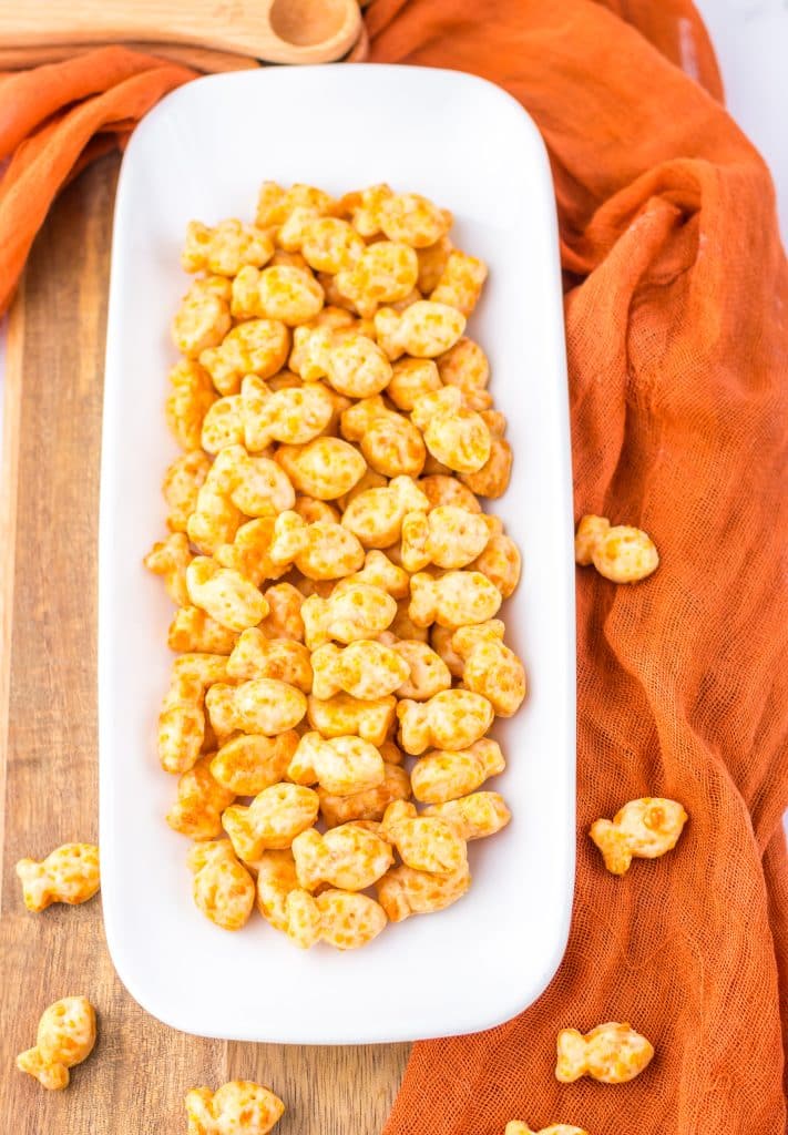 Homemade Goldfish Crackers plated