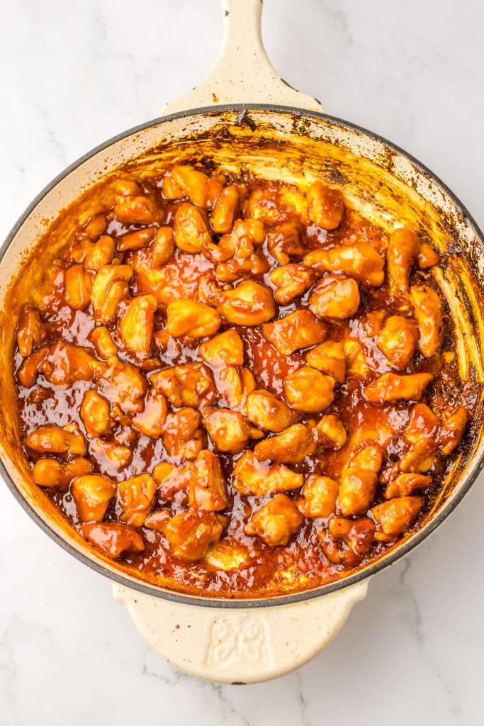 Mall Bourbon Chicken in pan