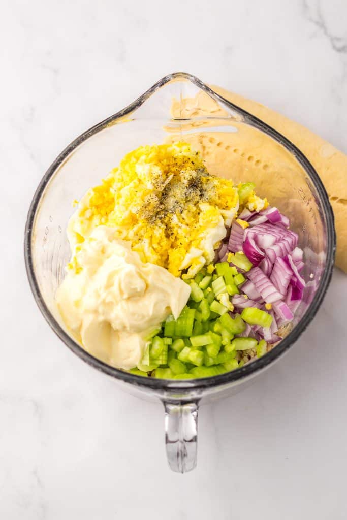 Chicken Salad Stuffed Crescents ingredients in bowl