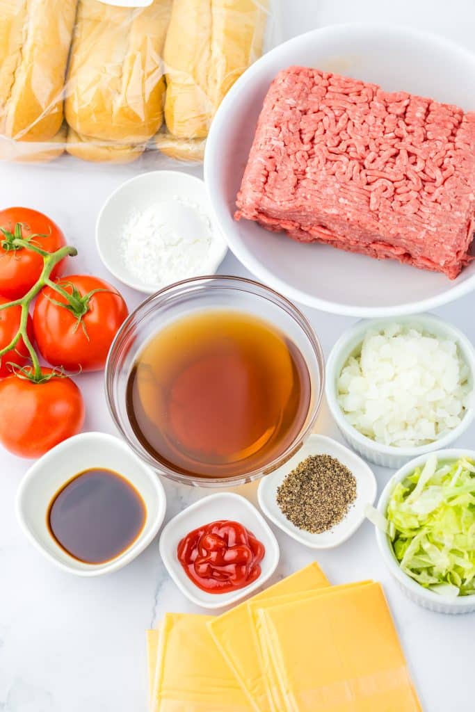 Slow Cooker Chopped Cheese Sandwiches ingredients