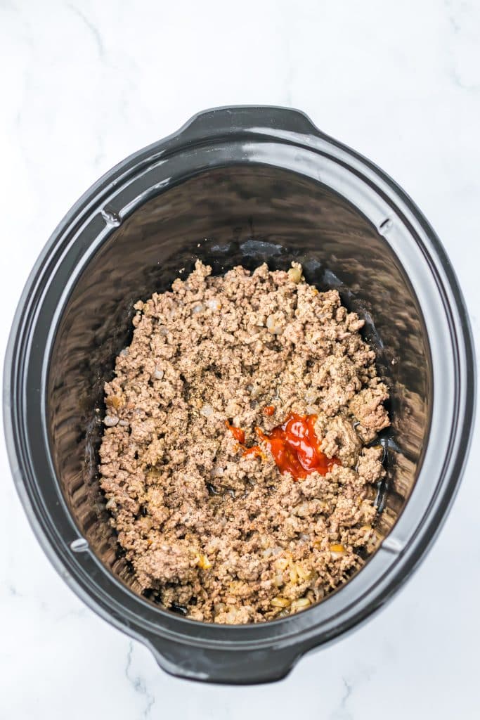 Slow Cooker Chopped Cheese Sandwiches in slow cooker