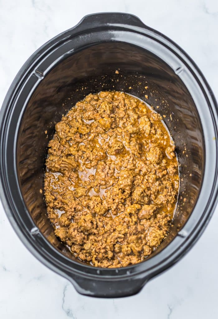 Slow Cooker Chopped Cheese Sandwiches in slow cooker