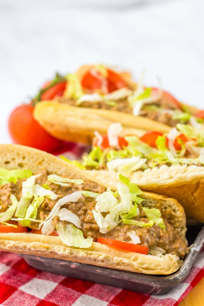 Slow Cooker Chopped Cheese Sandwiches plated