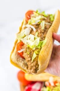 Slow Cooker Chopped Cheese Sandwiches in hand