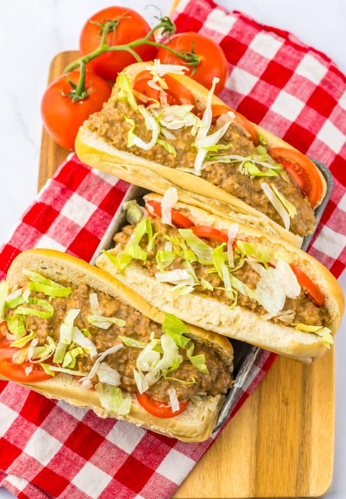 Slow Cooker Chopped Cheese Sandwiches plated