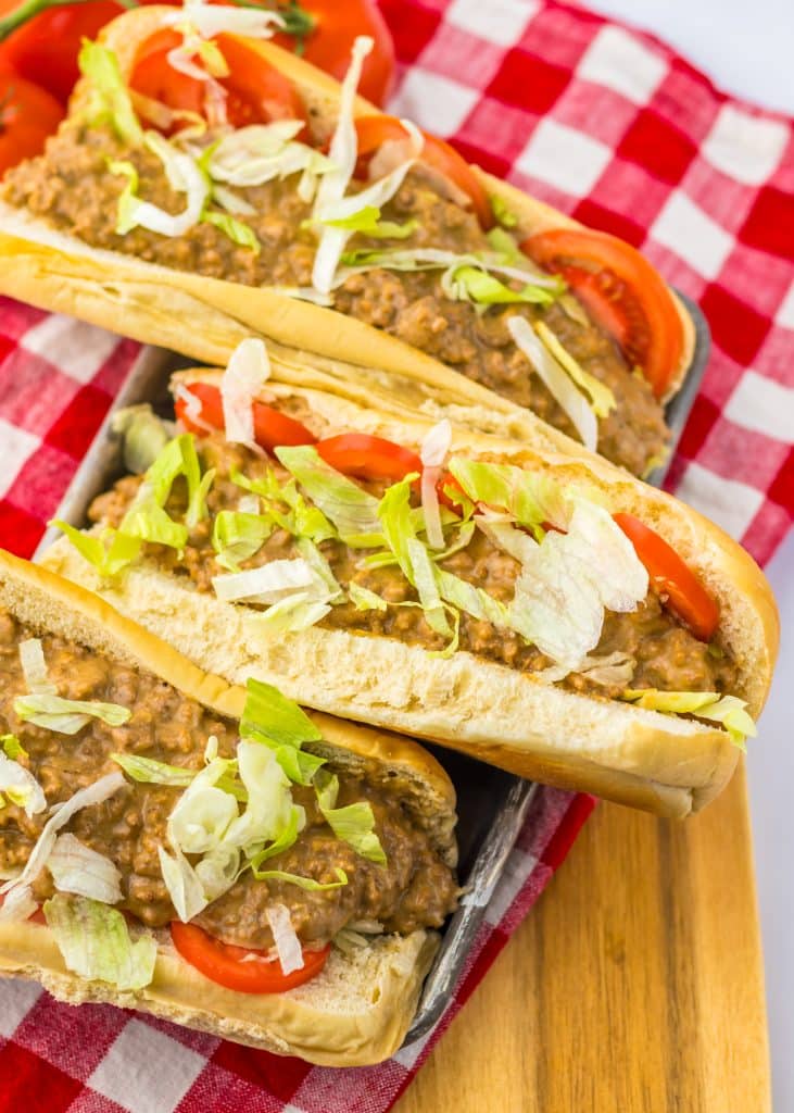 Slow Cooker Chopped Cheese Sandwiches plated