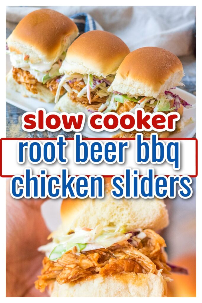 Slow Cooker Root Beer BBQ Chicken Sliders pin