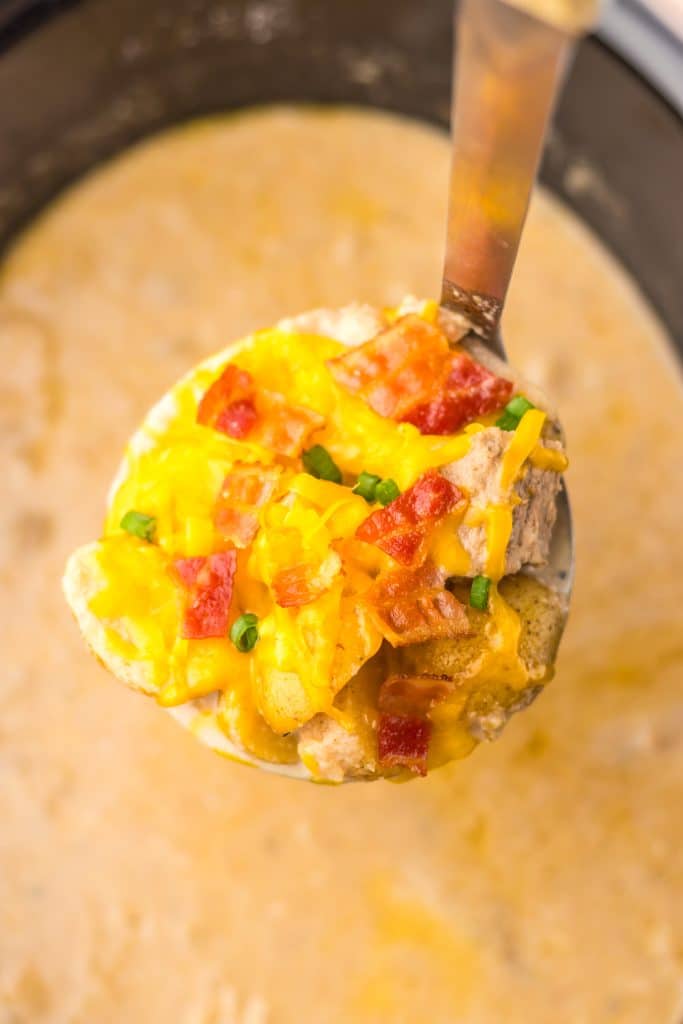 Slow Cooker Steak and Potato Soup in slow cooker