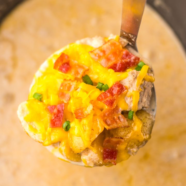 Slow Cooker Steak and Potato Soup in slow cooker