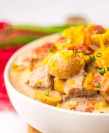 Slow Cooker Steak and Potato Soup in a bowl
