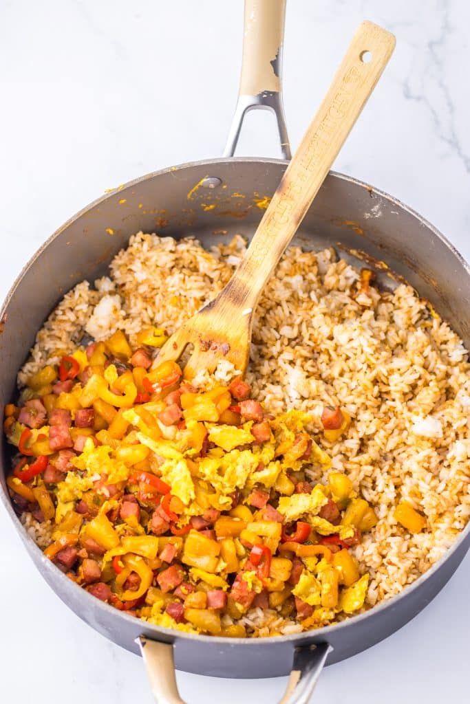 Hawaiian Fried Rice in pan