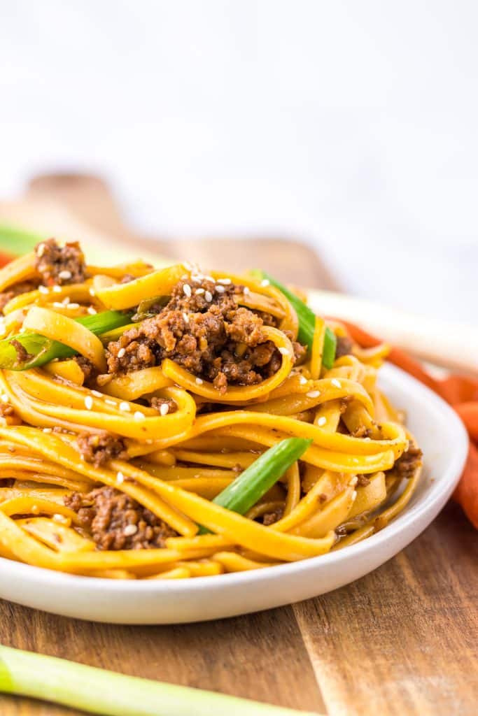 Mongolian Beef Noodles plated