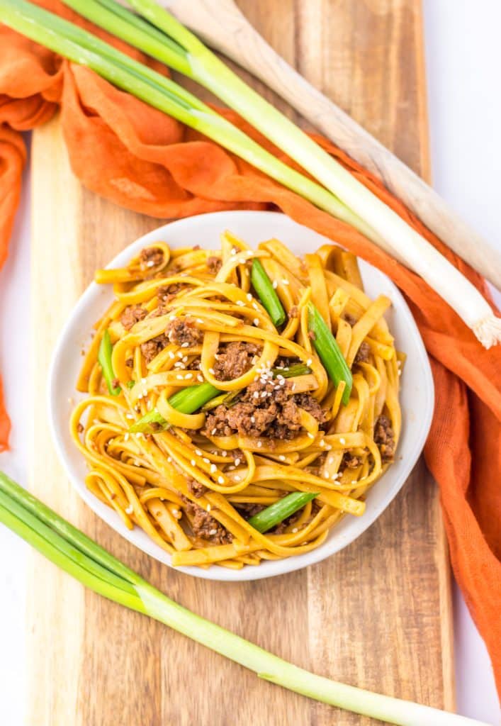 Mongolian Beef Noodles plated