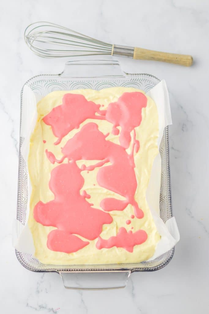 Raspberry Lemon Cheesecake Bars batter