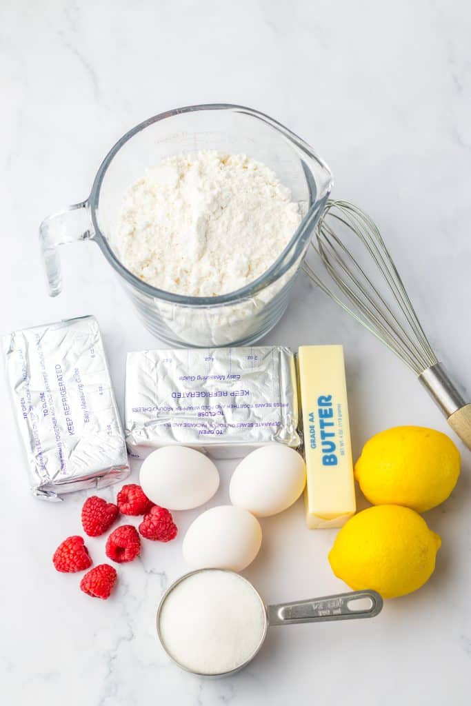 Raspberry Lemon Cheesecake Bars ingredients