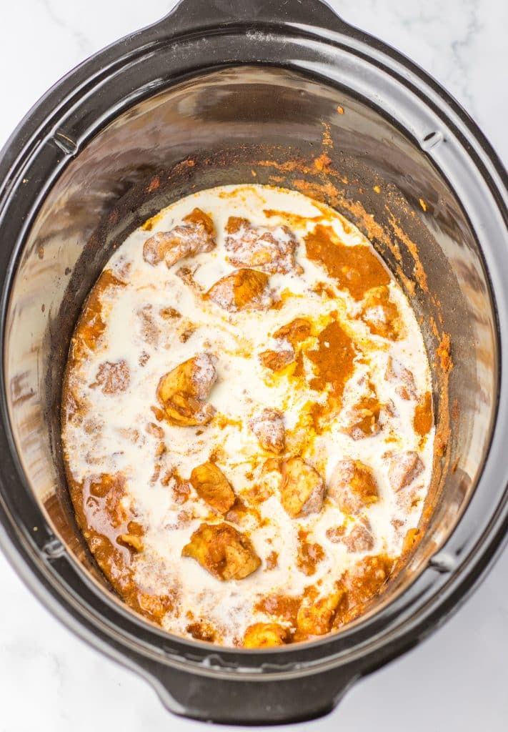 Slow Cooker Butter Chicken in slow cooker