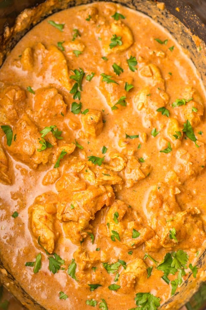 Slow Cooker Butter Chicken in slow cooker