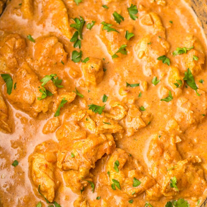Slow Cooker Butter Chicken in slow cooker