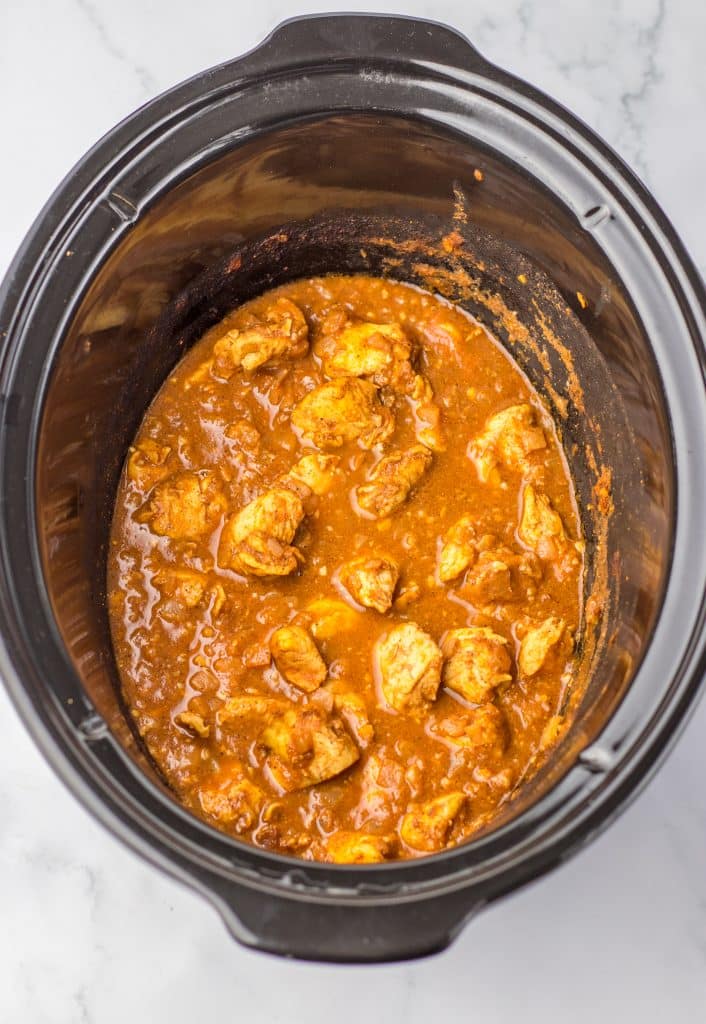 Slow Cooker Butter Chicken in slow cooker
