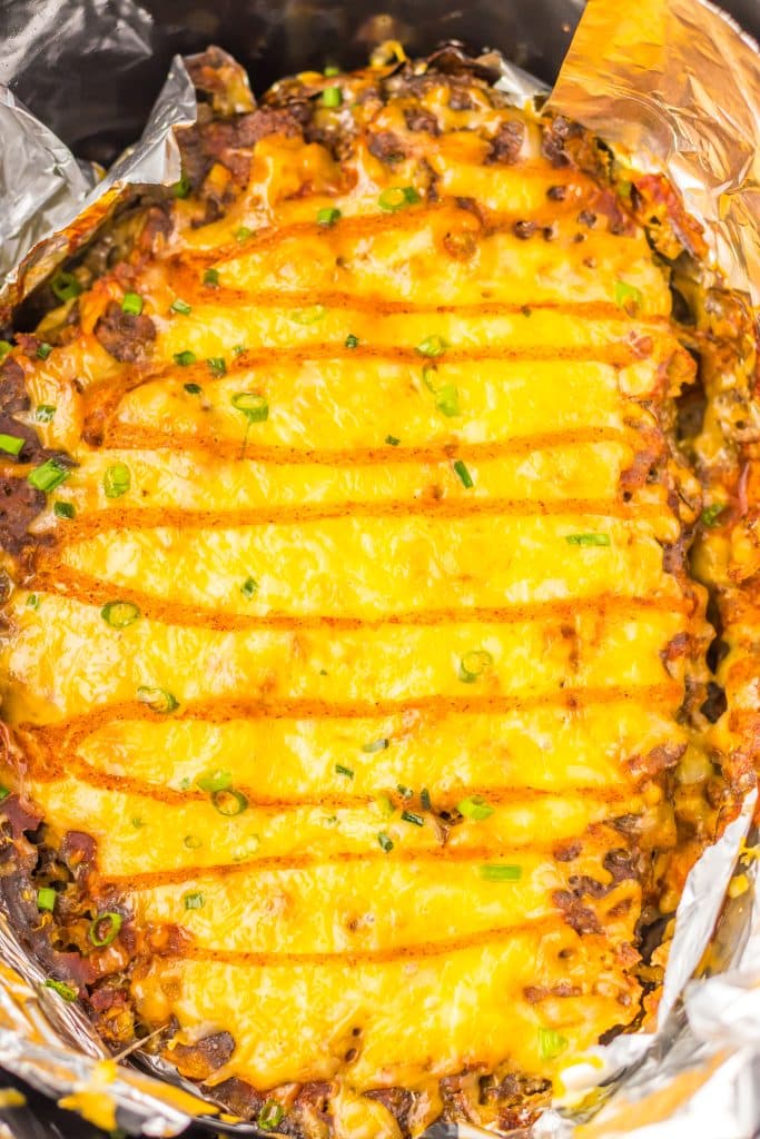 Slow Cooker Taco Meatloaf in slow cooker