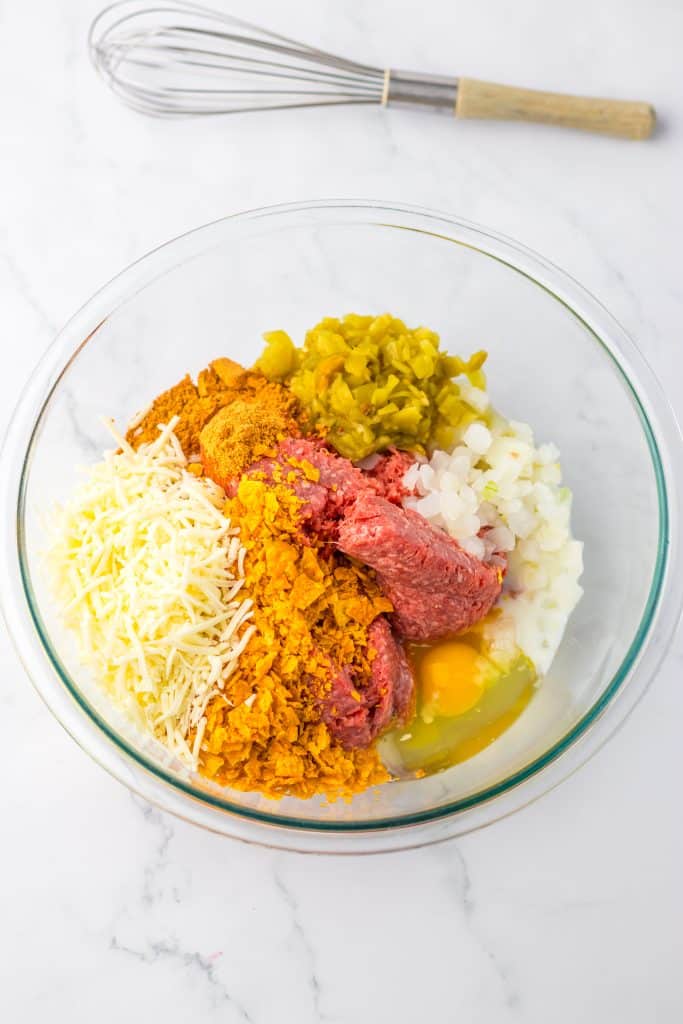 Slow Cooker Taco Meatloaf ingredients in bowl