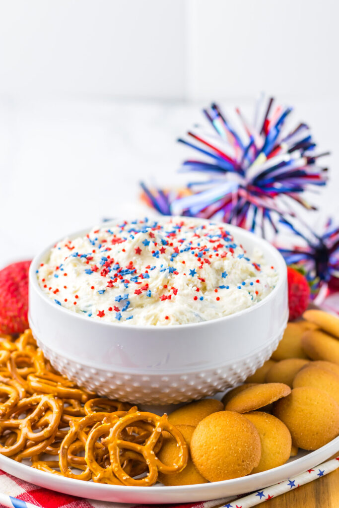 4th of July Cake Batter Dip in bowl 
