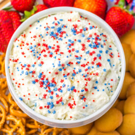4th of July Cake Batter Dip in bowl