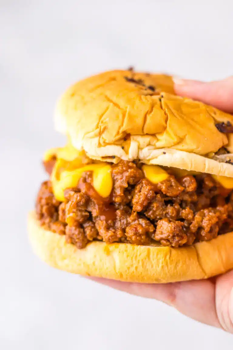 Arbys Beef and Cheddar Sloppy Joes in hand