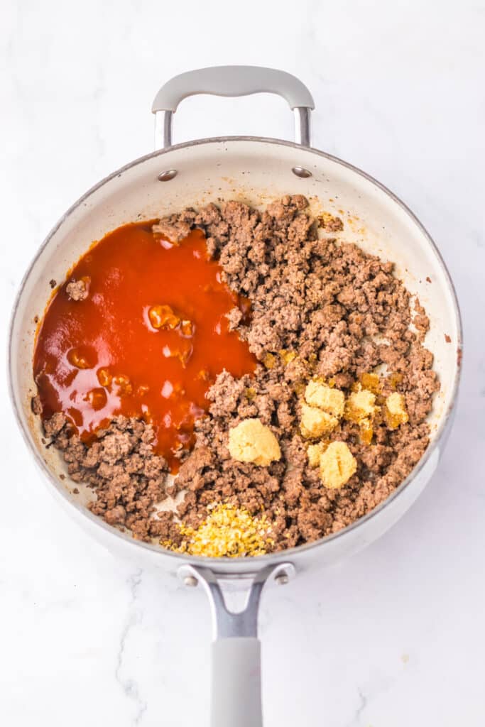 Arbys Beef and Cheddar Sloppy Joes in pan