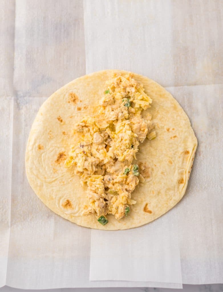 Baked Chicken Taquitos on tortilla